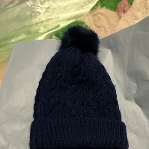 Nordstrom Blue Knit Beanie with Pom Pom